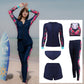 4-piece set, Womens Sun UV Protection Rash Guard Printed Long-Sleeve Swim Shirts Pants Full Body Wetsuit & Tops Bottoms Swimsuit