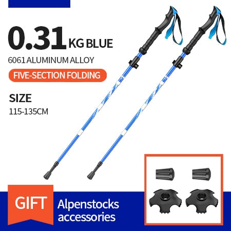 BSWOLF 2Pcs Ultralight Trekking Poles, Folding Aluminum Nordic Walking Sticks