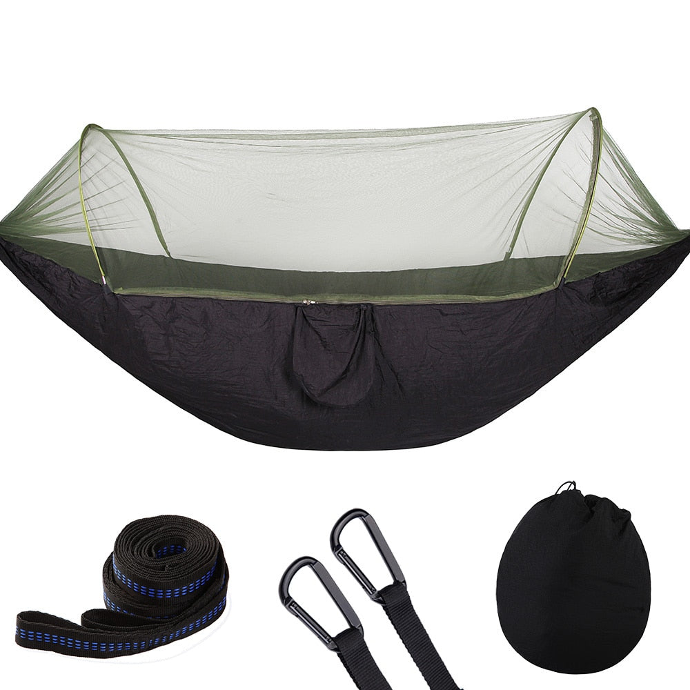 2023 Camping Hammock with Mosquito Net Pop-Up Light Portable Made from Parachute Material