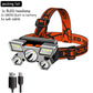 5 Led Super Bright Head-Mounted Flashlight USB Built-in Rechargeable Battery Good for Nighttime Hiking and Cave Exploring