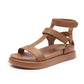 BeauToday Handmade Summer Gladiator Sandals, Calfskin Leather Open-toe T-bar Strap