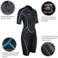 Womens 3mm Neoprene Shorty Wetsuit Short-sleeve, Front-zip Diving Suit, Snorkeling, Surfing, One-piece Swimsuit