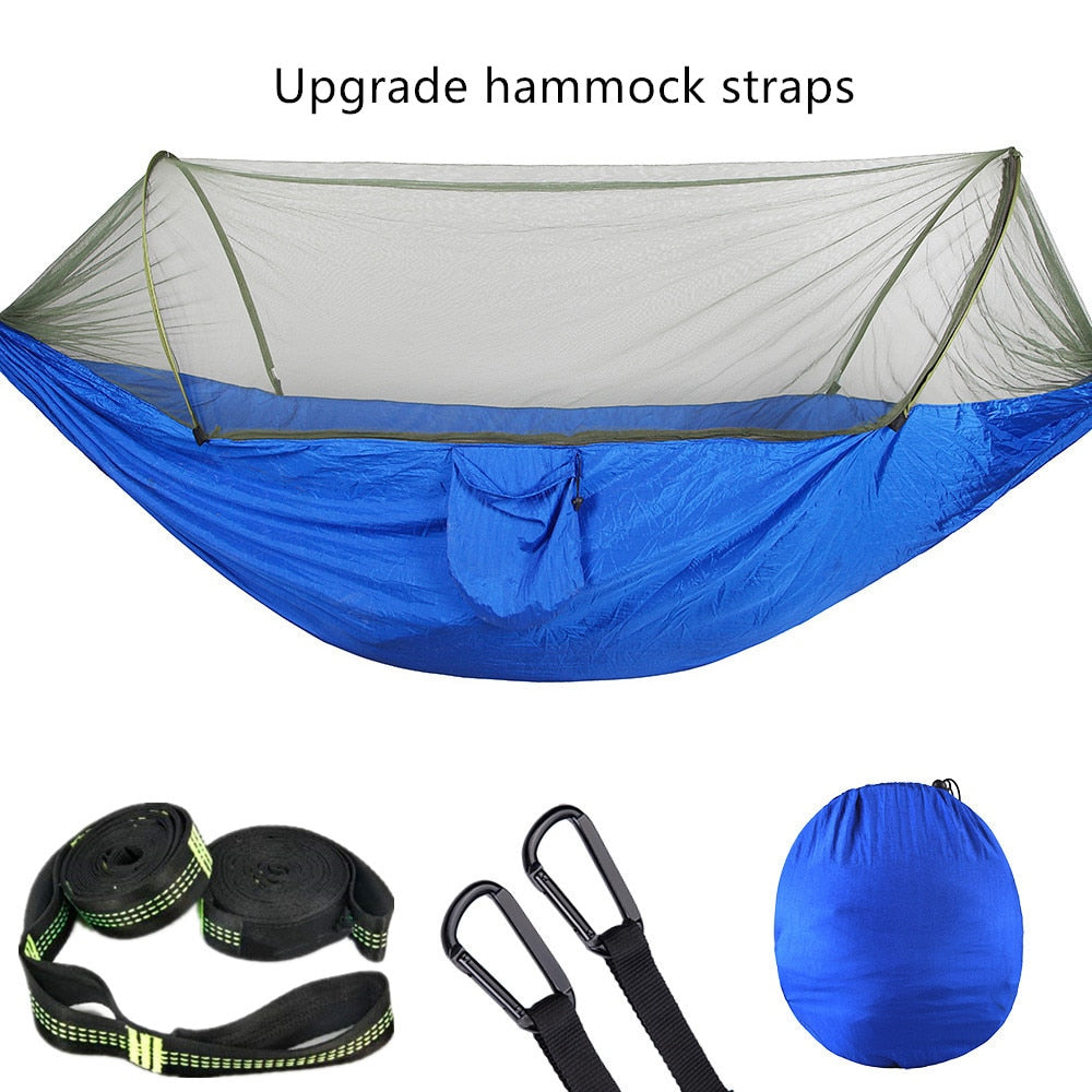 2023 Camping Hammock with Mosquito Net Pop-Up Light Portable Made from Parachute Material