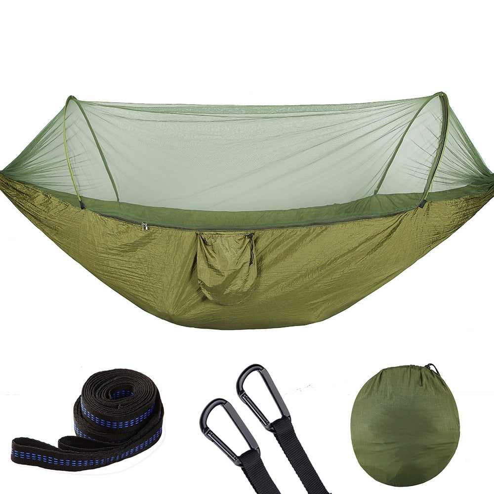 2023 Camping Hammock with Mosquito Net Pop-Up Light Portable Made from Parachute Material