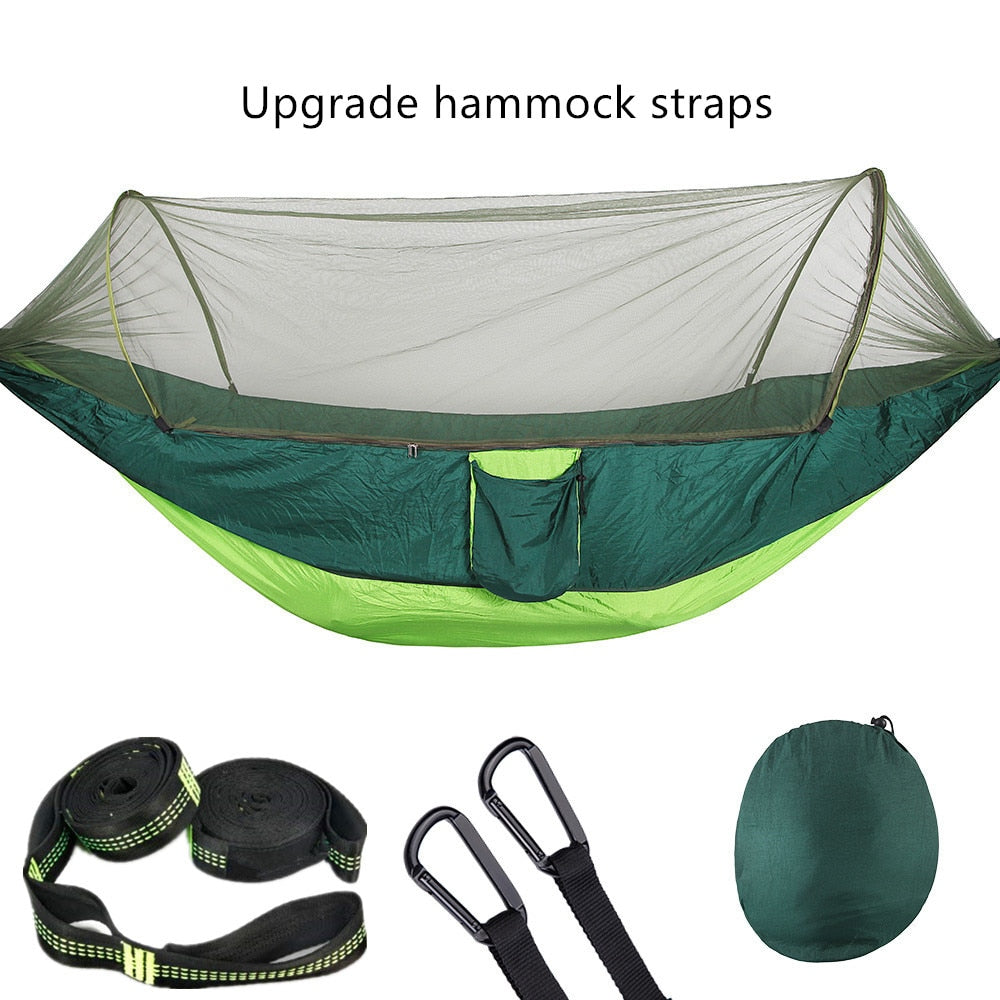 2023 Camping Hammock with Mosquito Net Pop-Up Light Portable Made from Parachute Material