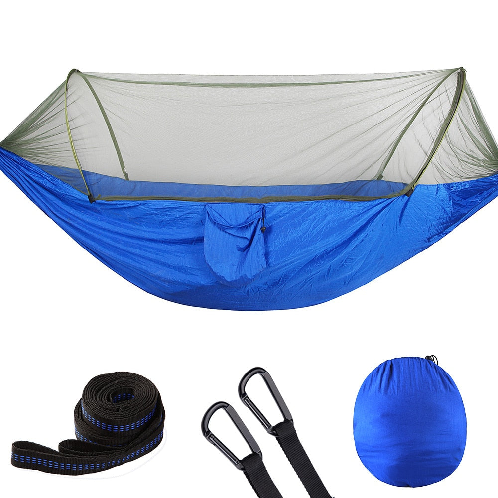 2023 Camping Hammock with Mosquito Net Pop-Up Light Portable Made from Parachute Material