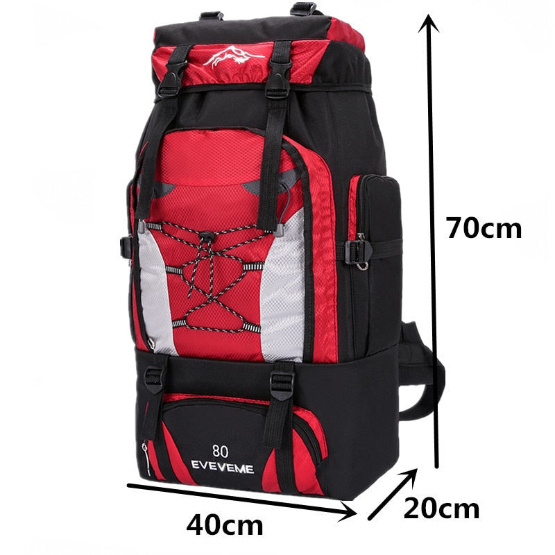 Mens 80 Liter, Large, Water-resistant Backpack for Climbing, Hiking, Camping and Mountaineering