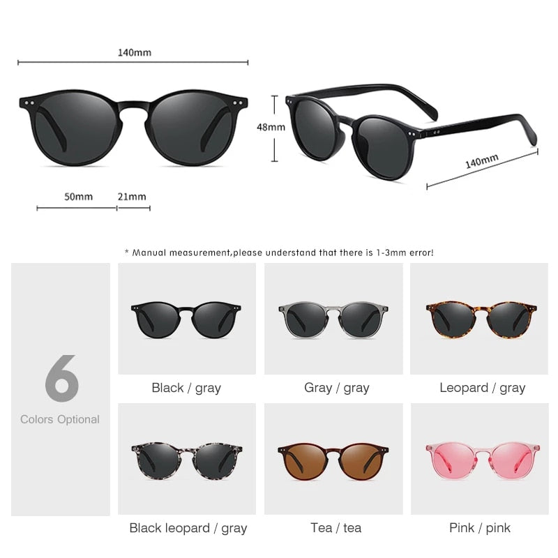 Retro Round Sunglasses for Women, Ultralight, Polarized UV400 Protection