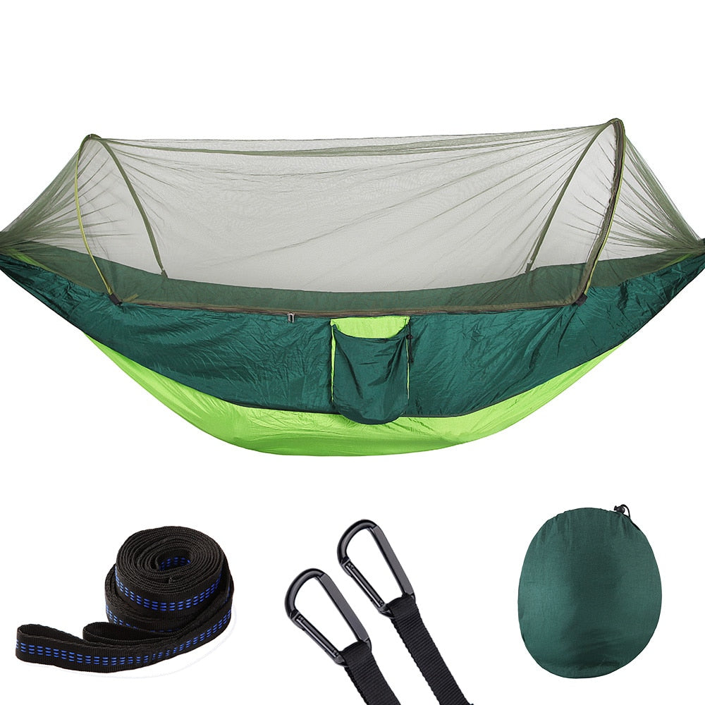 2023 Camping Hammock with Mosquito Net Pop-Up Light Portable Made from Parachute Material