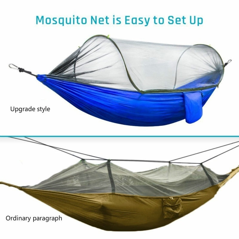 2023 Camping Hammock with Mosquito Net Pop-Up Light Portable Made from Parachute Material