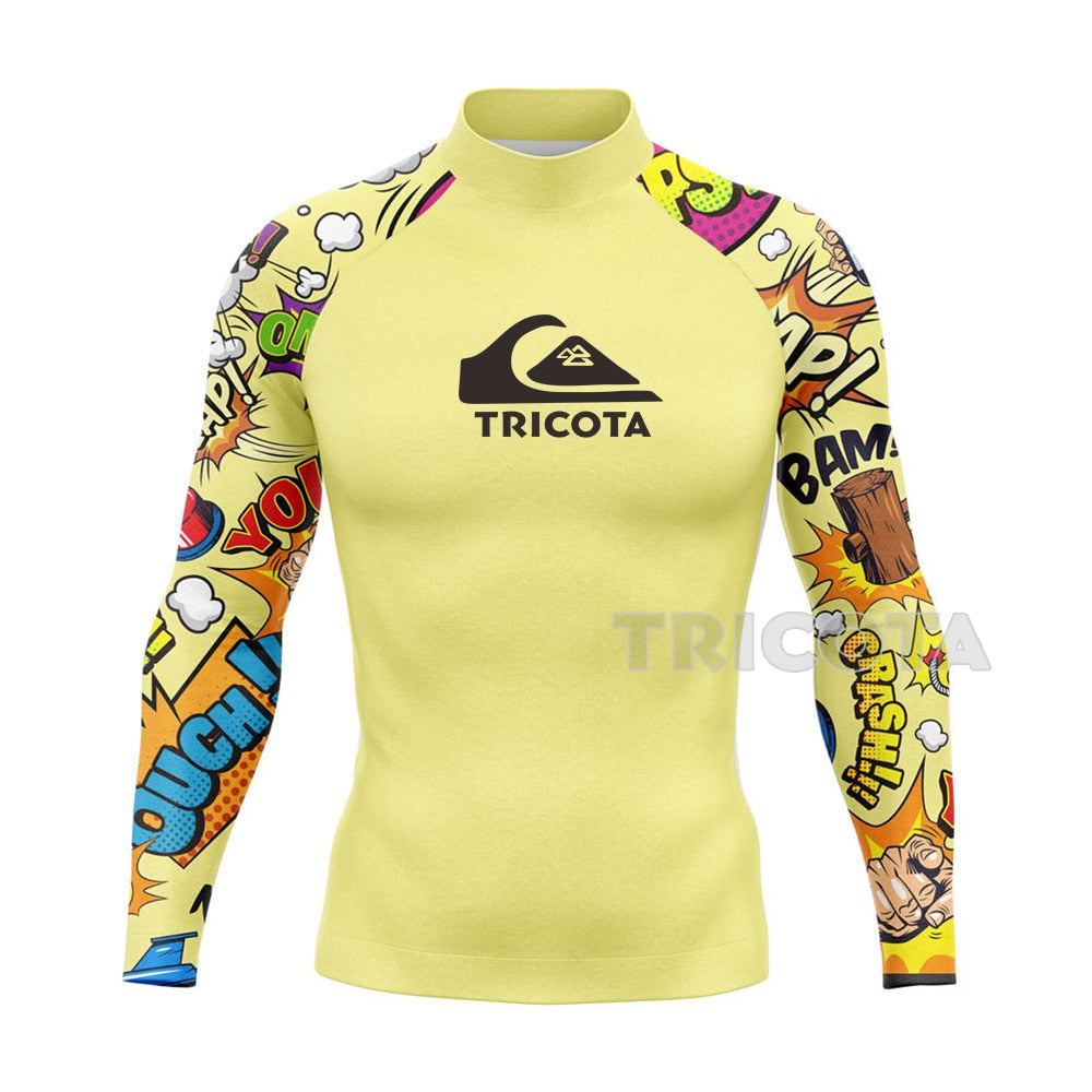 Surfing or Swimming Long-sleeve Rash Guard, Swimwear for Men, UV Protection