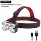 5 Led Super Bright Head-Mounted Flashlight USB Built-in Rechargeable Battery Good for Nighttime Hiking and Cave Exploring