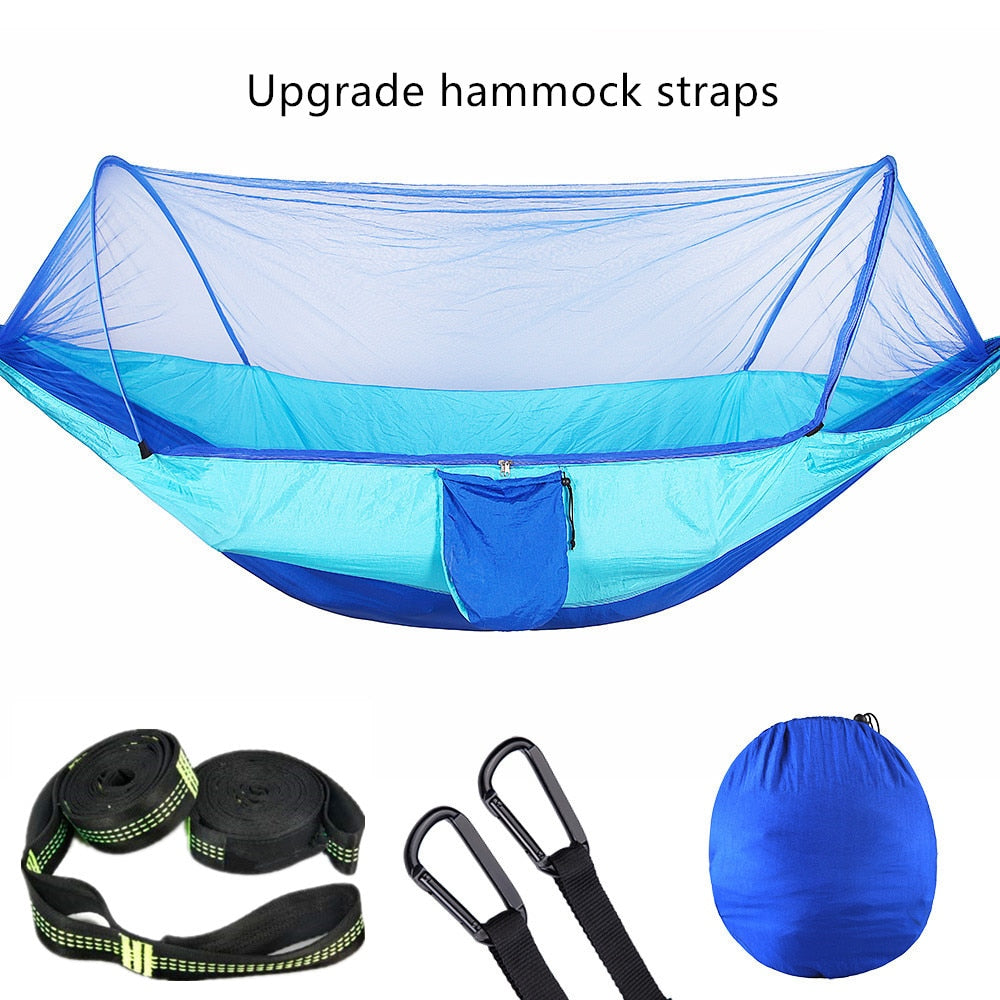 2023 Camping Hammock with Mosquito Net Pop-Up Light Portable Made from Parachute Material