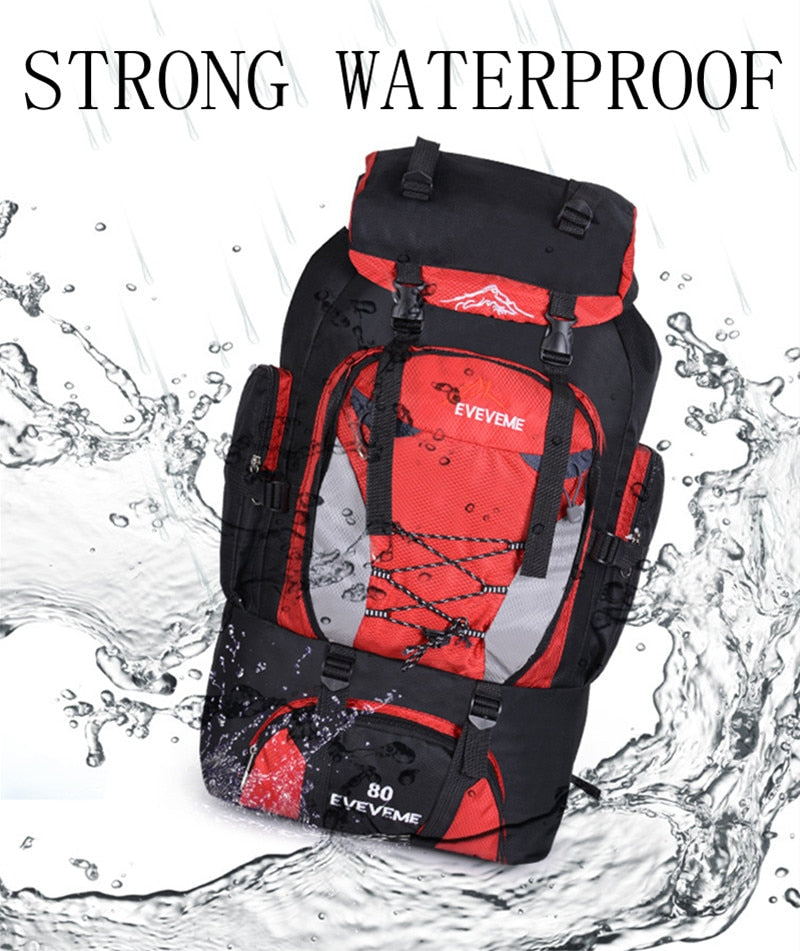 Mens 80 Liter, Large, Water-resistant Backpack for Climbing, Hiking, Camping and Mountaineering