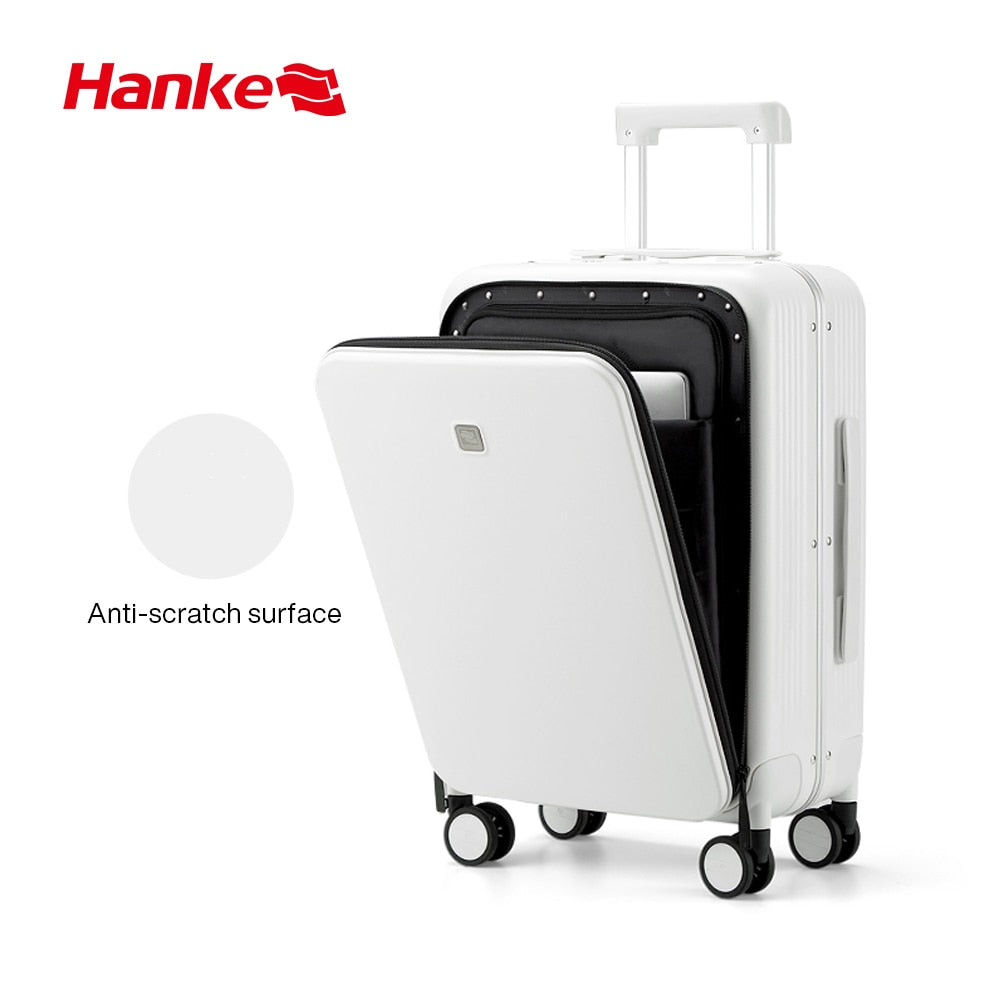 Hanke 2022 New Design Luggage Business Travel Suitcase Carry On Boarding Cabin Trolley Case PC Material Rolling Spinner Wheels